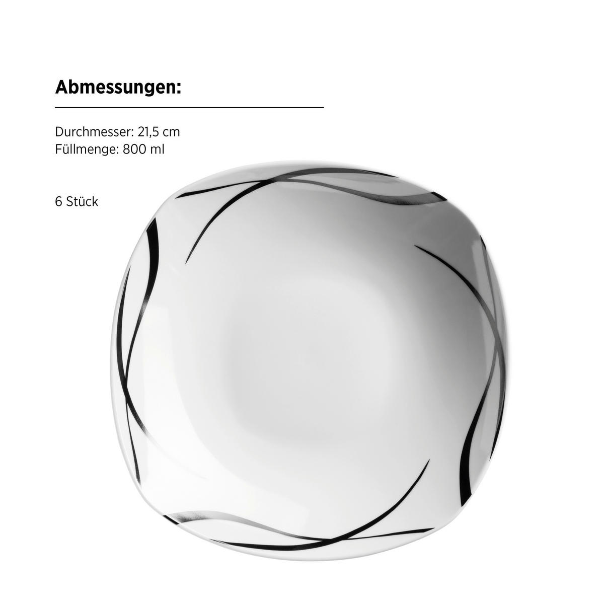 KOMBISERVICE Decora 30-teilig  - Schwarz/Weiß, Trend, Keramik - Mäser