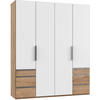 DREHTÜRENSCHRANK  in Weiß, Eichefarben  - Chromfarben/Eichefarben, MODERN, Holzwerkstoff (200/236/58cm) - MID.YOU