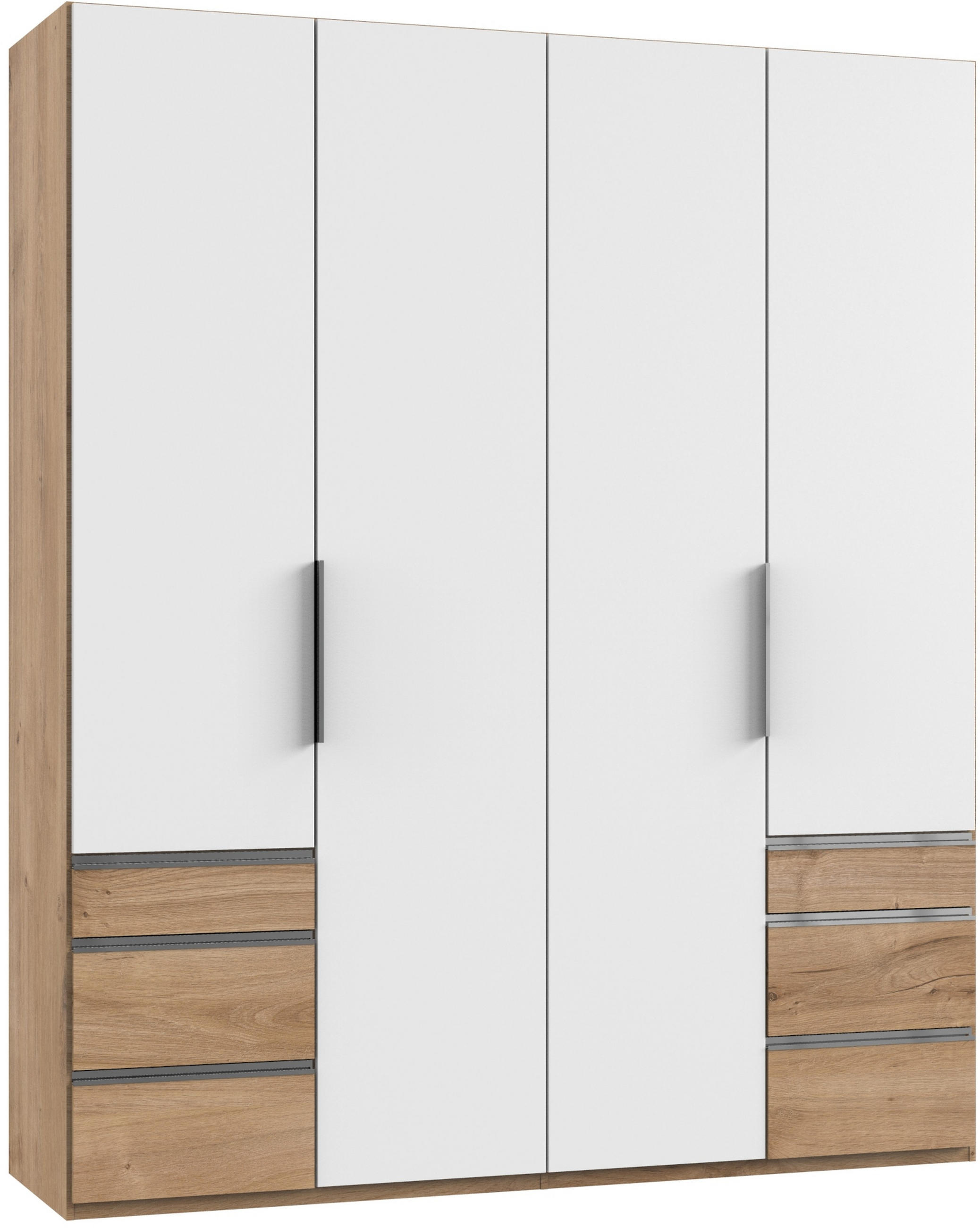 Drehtürenschrank Mit Laden 200 Cm Level, Weiß/eiche Dekor