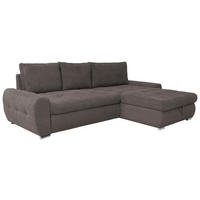 ECKSCHLAFSOFA Velours Braun  - Chromfarben/Weiss, Design, Kunststoff/Textil (277/175cm) - Livetastic