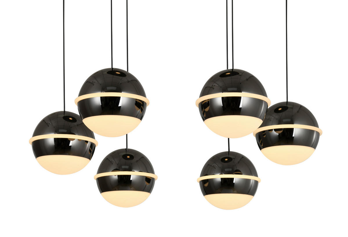 LED-HÄNGELEUCHTE Biarritz 46/150/46 cm  - Schwarzchrom, Design, Kunststoff/Metall (46/150/46cm)