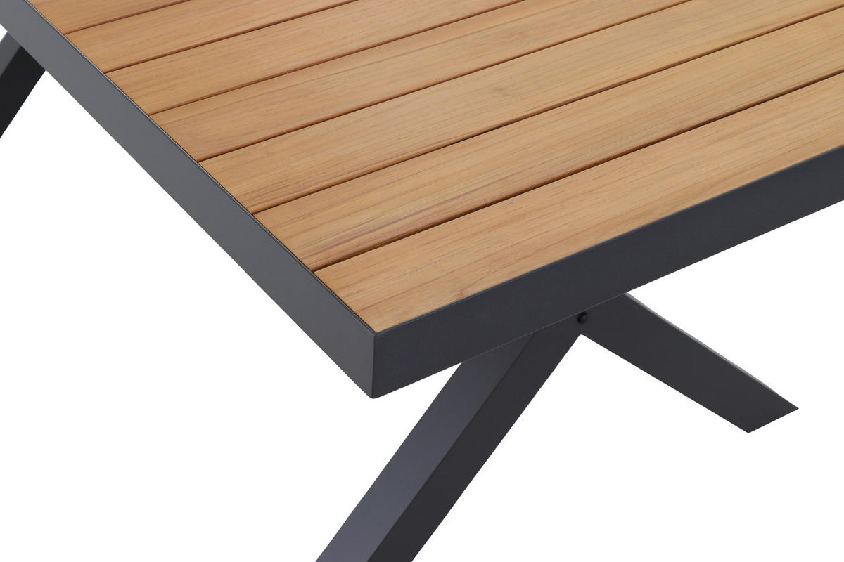 GARTENTISCH 200-260/100/77 cm Metall rechteckig  - Anthrazit/Teakfarben, Basics, Holz/Metall (200-260/100/77cm) - Siena Garden