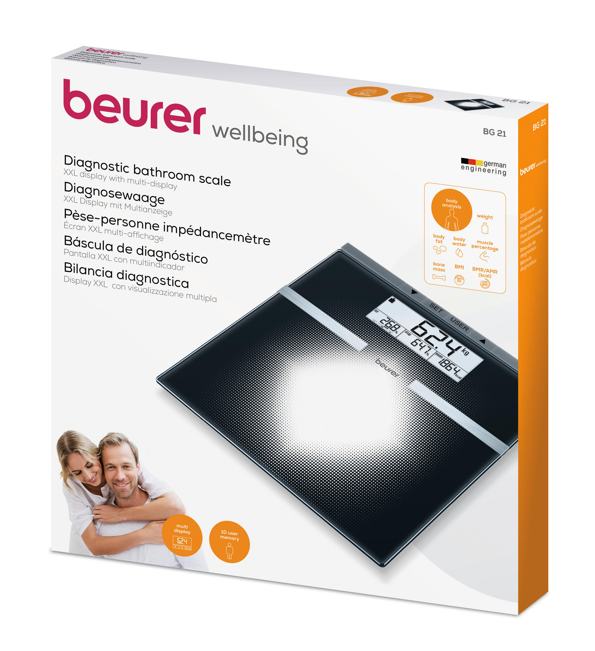 KÖRPERANALYSEWAAGE - Schwarz, Basics, Glas (4.5/36/34.5cm) - Beurer