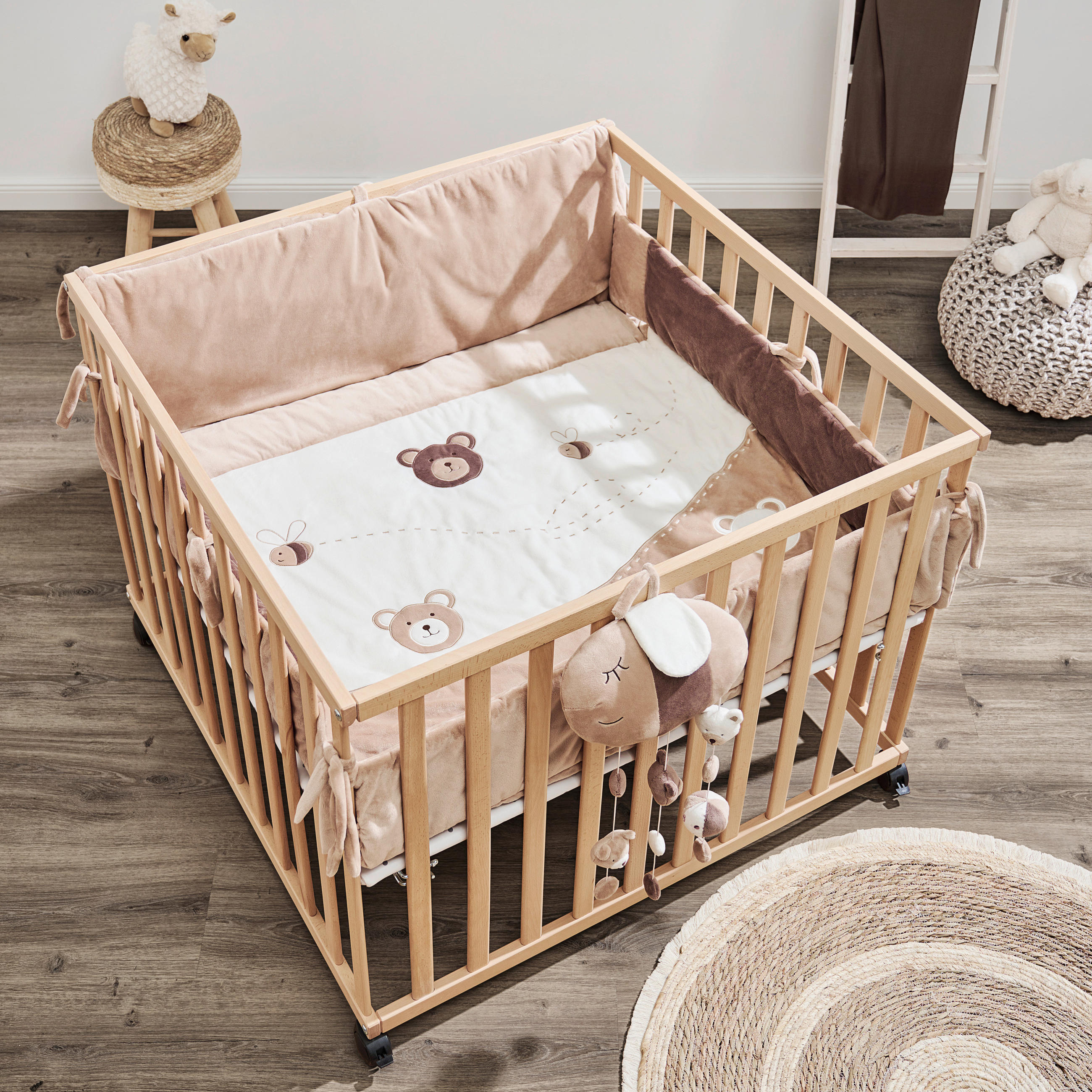 LAUFGITTER  97/97/70 cm  - Buchefarben, LIFESTYLE, Holz/Kunststoff (97/97/70cm) - My Baby Lou