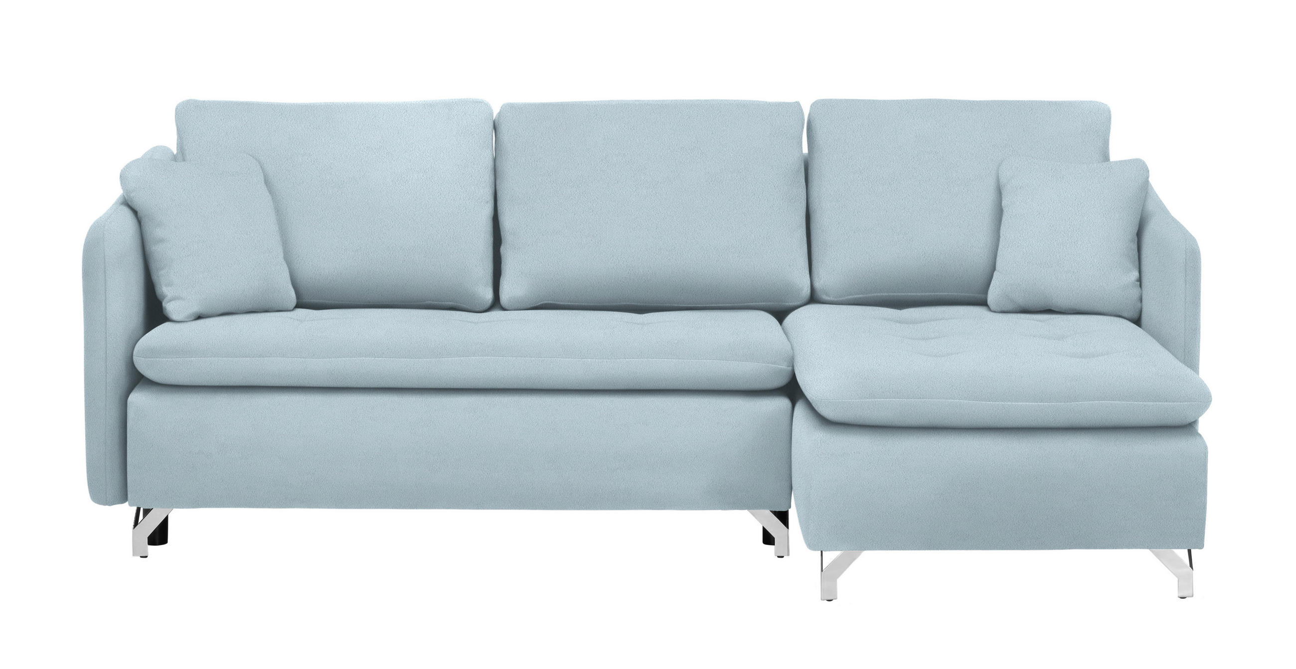 ECKSOFA in Flachgewebe Türkis  - Türkis/Silberfarben, Design, Textil/Metall (223/146cm) - Ti'me