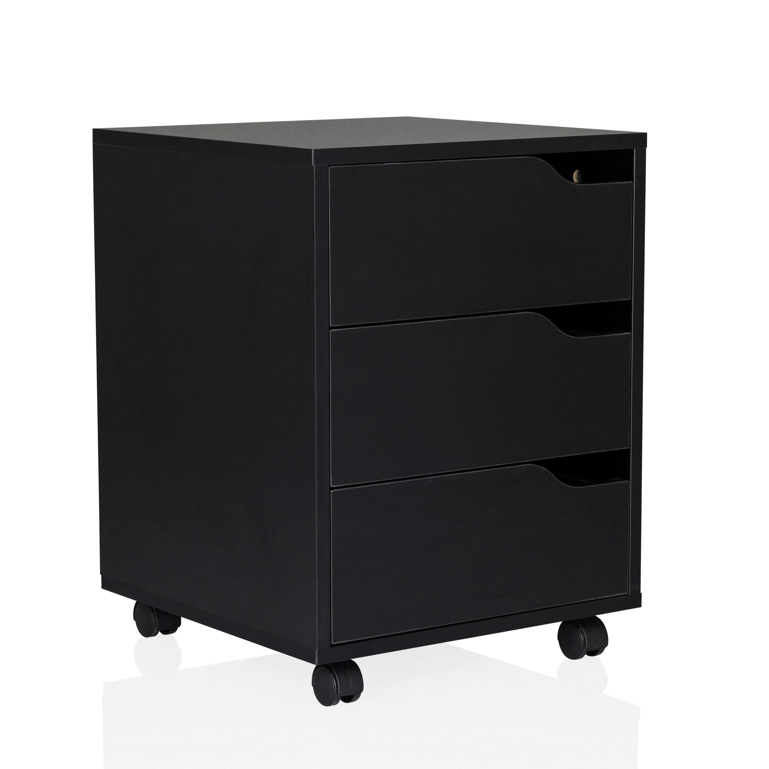 ROLLCONTAINER Schwarz  - Schwarz, MODERN, Holzwerkstoff/Kunststoff (40/52,5/40cm) - MID.YOU