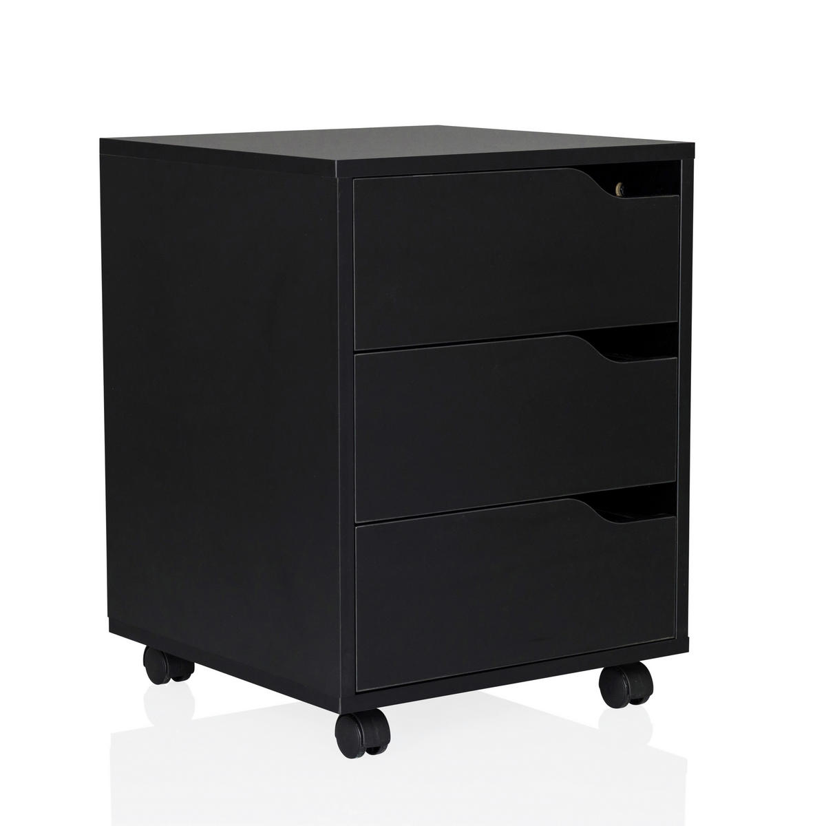 ROLLCONTAINER Schwarz  - Schwarz, MODERN, Holzwerkstoff/Kunststoff (40/52,5/40cm) - MID.YOU