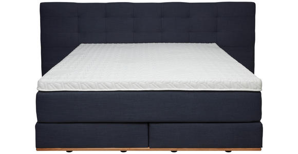 BOXSPRINGBETT 180/200 cm  in Dunkelblau  - Eichefarben/Dunkelblau, KONVENTIONELL, Holz/Textil (180/200cm) - Dieter Knoll