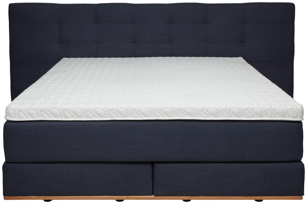 BOXSPRINGBETT 180/200 cm  in Dunkelblau  - Eichefarben/Dunkelblau, Konventionell, Holz/Textil (180/200cm) - Dieter Knoll