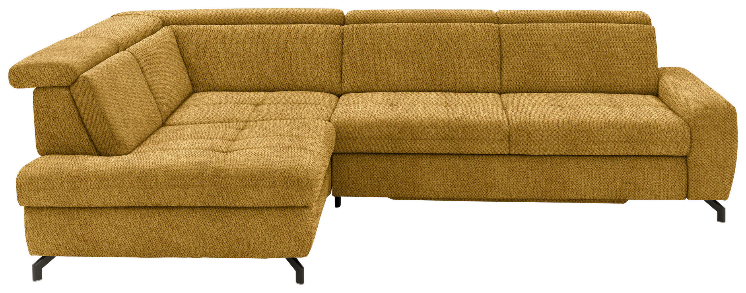 ECKSOFA in Chenille Currygelb  - Currygelb/Schwarz, Design, Textil/Metall (220/310cm) - Beldomo Style