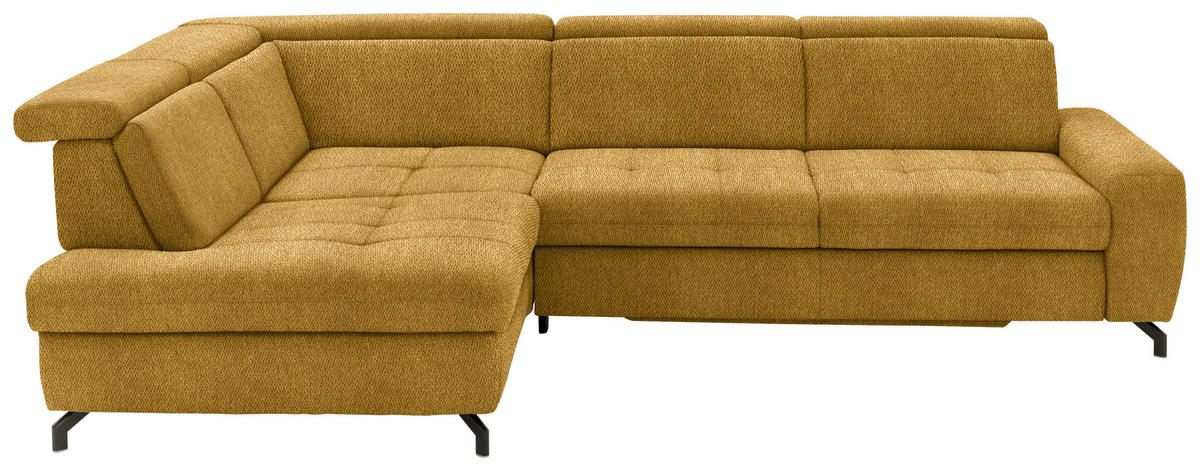 ECKSOFA in Chenille Currygelb  - Currygelb/Schwarz, Design, Textil/Metall (220/310cm) - Beldomo Style