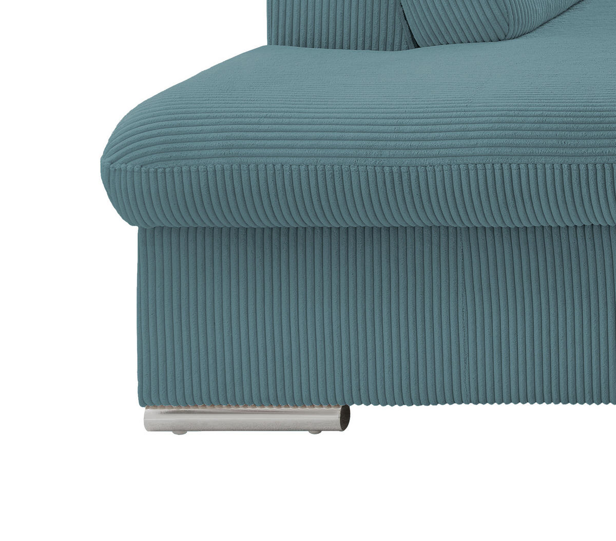 ECKSOFA Cord Petrol  - Chromfarben/Petrol, Design, Textil/Metall (228/283cm) - Livetastic