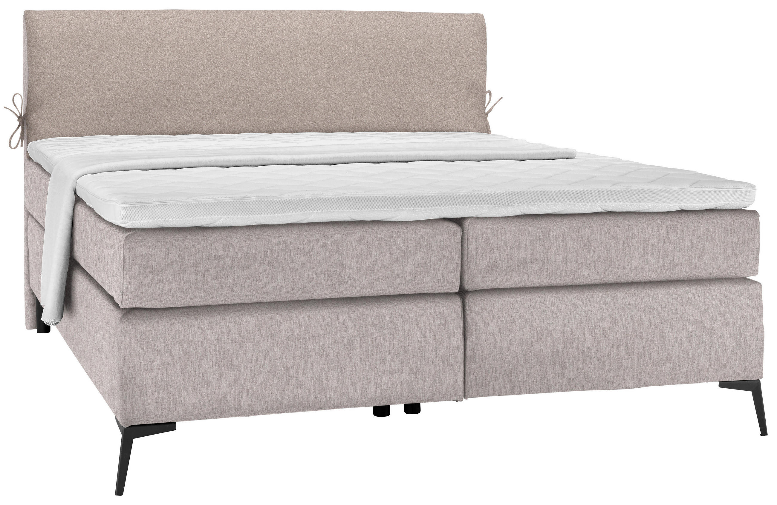 BOXSPRING POSTELJA 200 cm   x 200 cm  , tekstil svetlo siva, bež  - črna/bež, Design, kovina/tekstil (200/200cm) - Hom`in