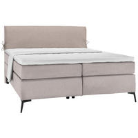 BOXSPRING POSTELJA 200 cm   x 200 cm  , tekstil svetlo siva, bež  - črna/bež, Design, kovina/tekstil (200/200cm) - Hom`in