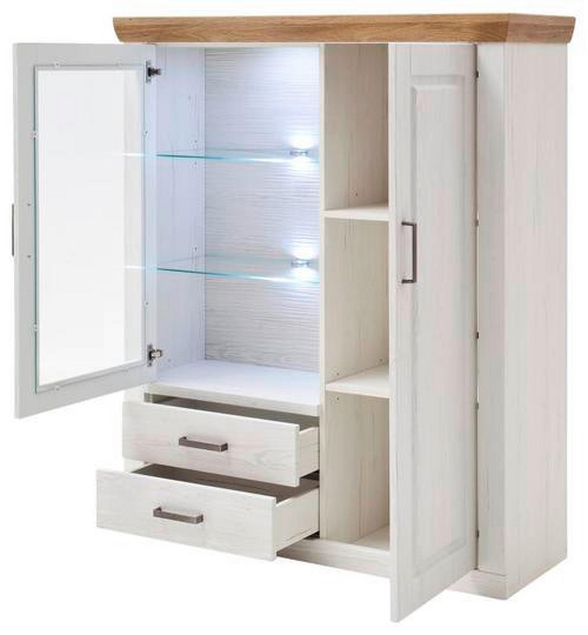 HIGHBOARD  in 118/142/40 cm  - Eichefarben/Schwarz, Lifestyle, Glas/Holzwerkstoff (118/142/40cm) - Livetastic