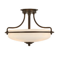 DECKENLEUCHTE  42.2/30.1 cm    - Dunkelbraun/Bronzefarben, Romantik / Landhaus, Glas/Metall (42.2/30.1cm) - Elstead Lighting