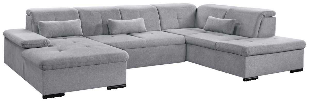 WOHNLANDSCHAFT Grau Chenille  - Grau, KONVENTIONELL, Kunststoff/Textil (240/340/188cm) - Carryhome