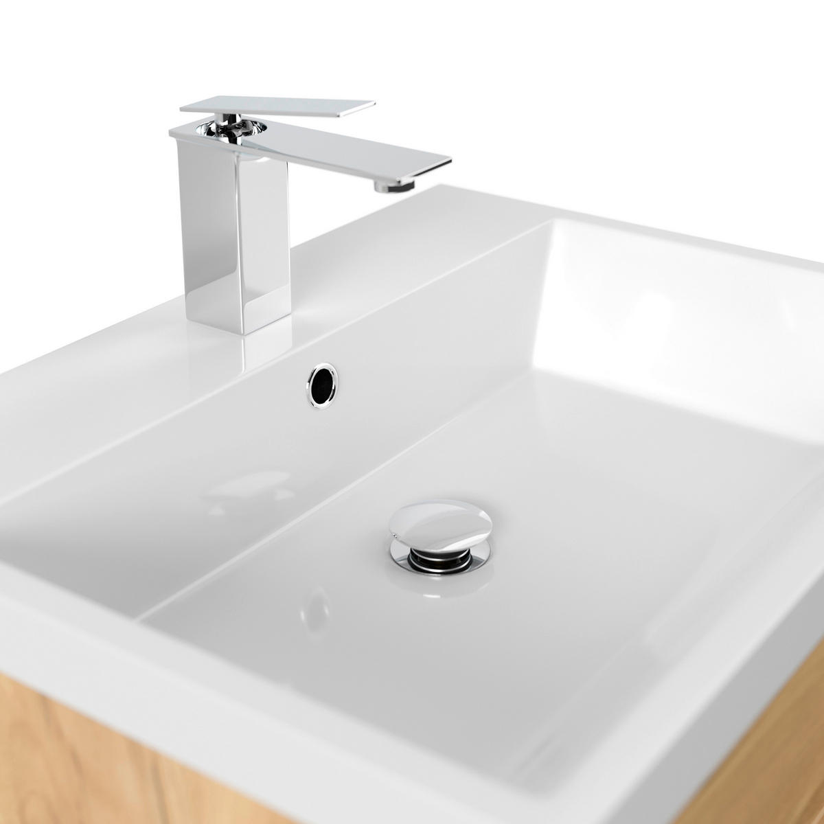 WASCHTISCHKOMBI 70 cm  - Eichefarben/Weiß, Basics, Holzwerkstoff/Stein (70cm) - MID.YOU