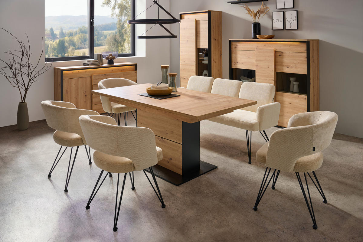 ESSTISCH in Holzwerkstoff 180-230/90/77 cm  - Schwarz/Eiche Artisan, Design, Holzwerkstoff (180-230/90/77cm) - Hom`in