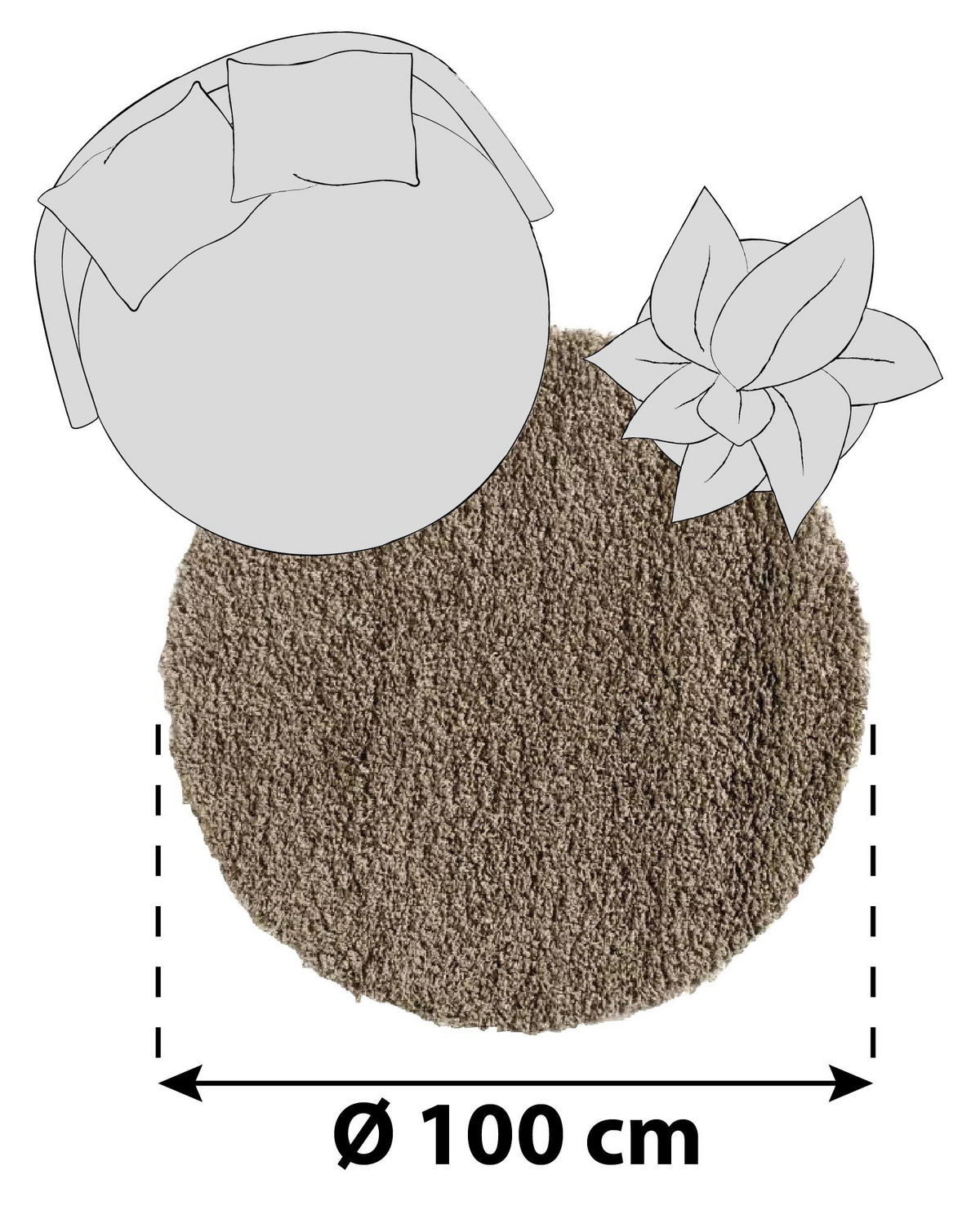 HOCHFLORTEPPICH 100 cm FASHION SHAGGY Braun, Grau  - Braun/Grau, Basics, Textil (100cm) - Novel