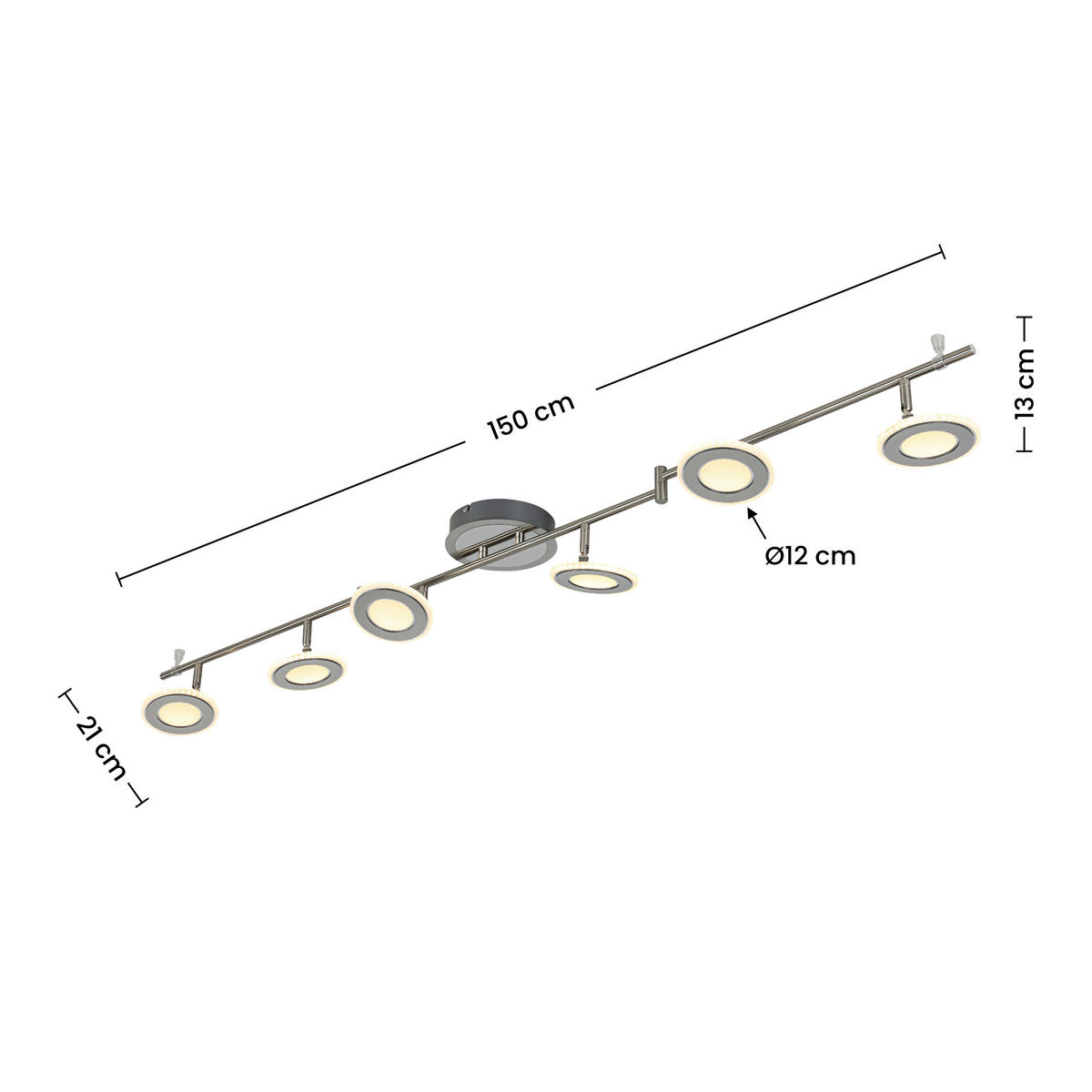 LED-STRAHLER 150/21/13 cm  - Chromfarben/Nickelfarben, Design, Kunststoff/Metall (150/21/13cm) - Novel