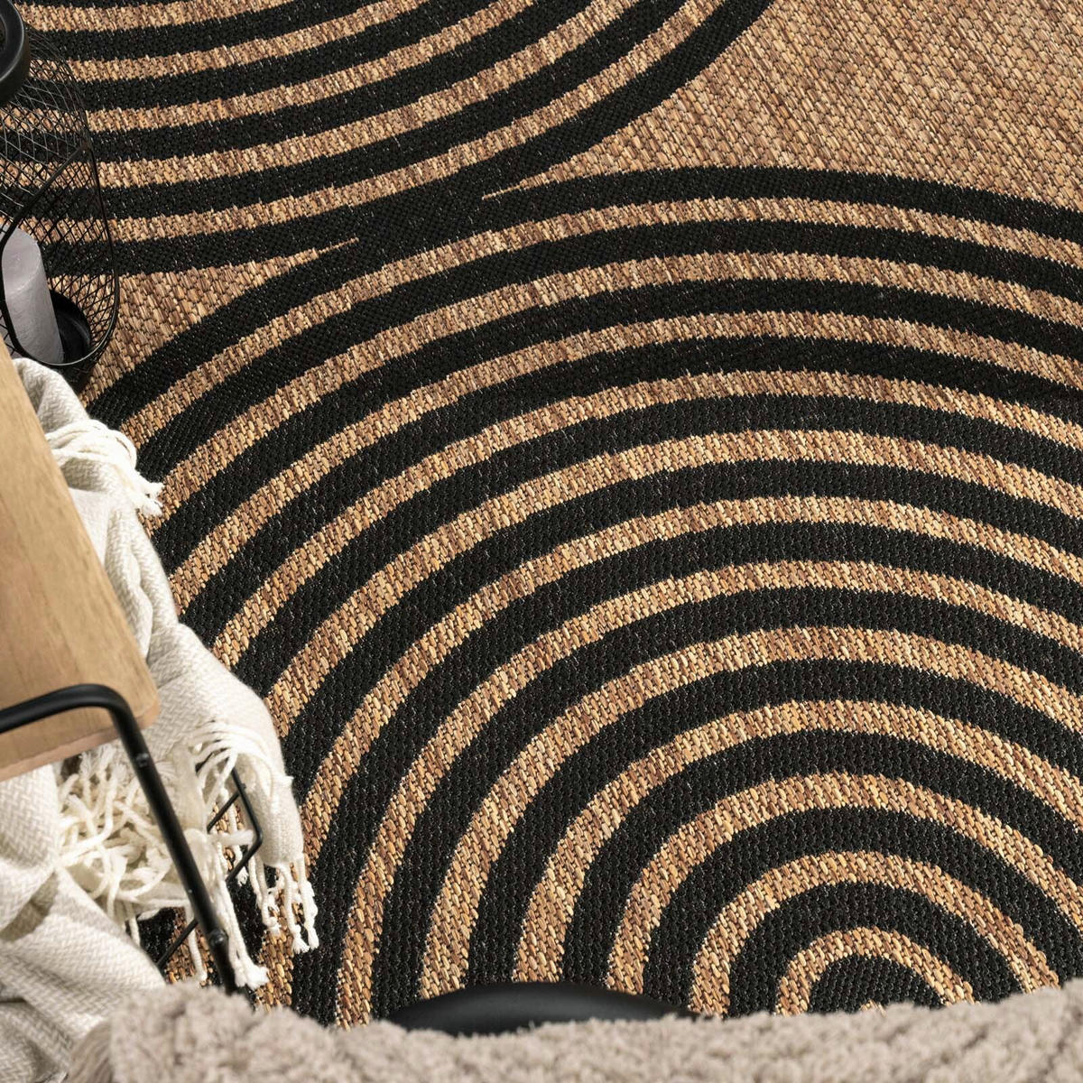 OUTDOORTEPPICH  für Terrasse und Balkon 140/200 cm Columbia Fashion Schwarz  - Schwarz, Basics, Textil (140/200cm) - Novel