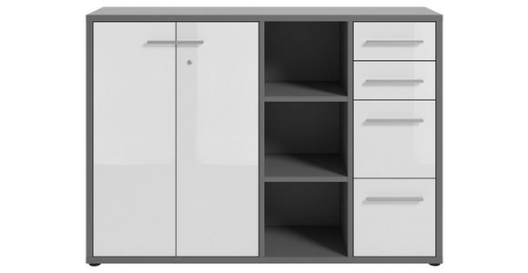 SIDEBOARD Texas  in 154,9/110/40 cm  - Dunkelgrau/Alufarben, MODERN, Glas/Holzwerkstoff (154,9/110/40cm) - Novel