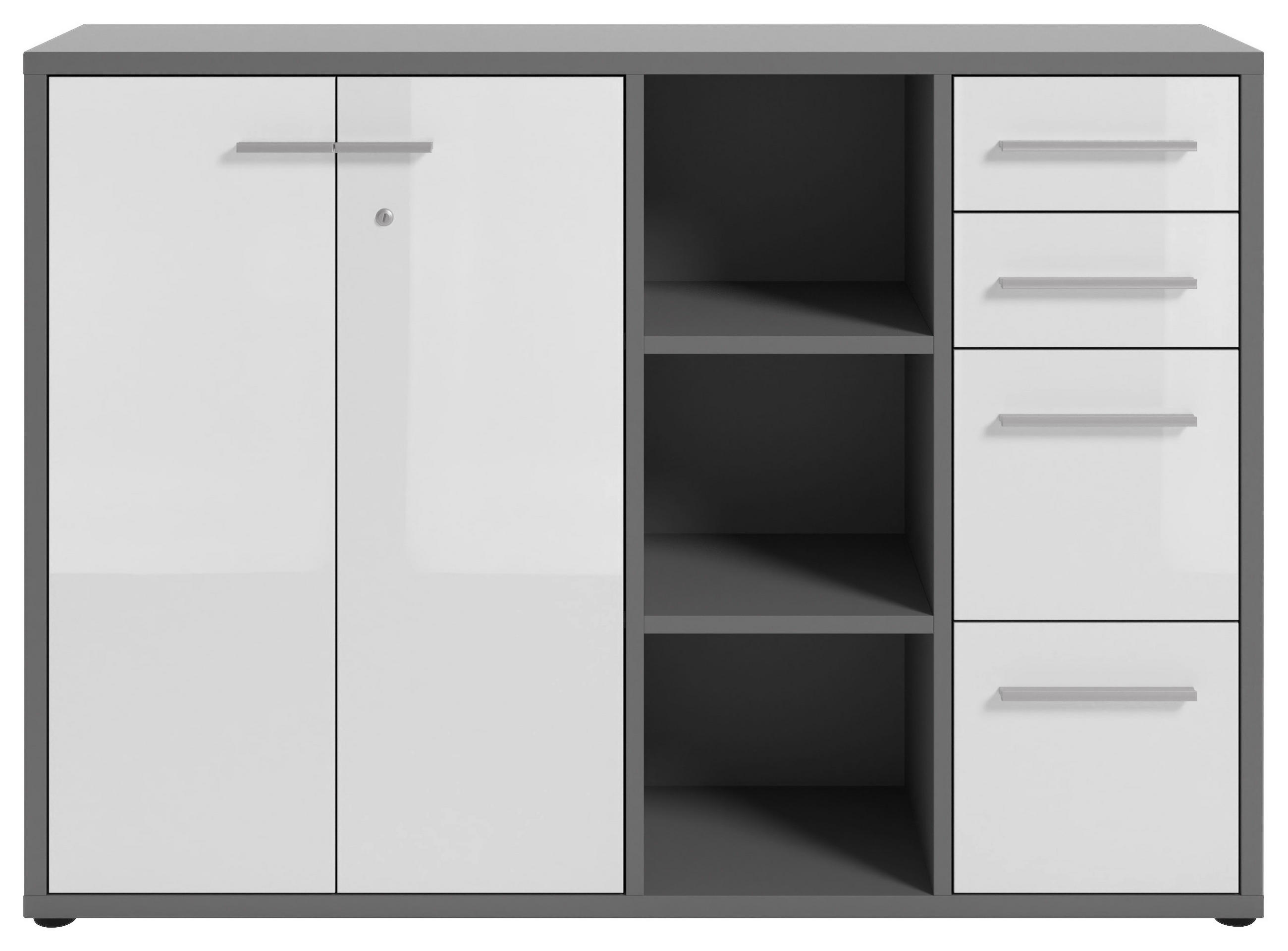 SIDEBOARD Texas  in 154,9/110/40 cm  - Dunkelgrau/Alufarben, MODERN, Glas/Holzwerkstoff (154,9/110/40cm)
