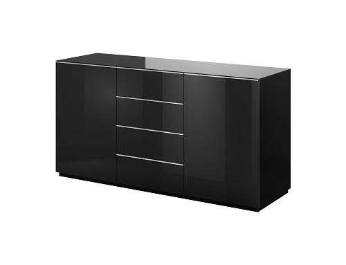 COMODĂ 160/80/48 cm - negru, sticlă/material pe bază de lemn (160/80/48cm) - Venda
