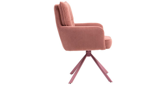 ARMLEHNSTUHL in Feincord - Rosa, Design, Textil/Metall (61/95/67cm) - Novel