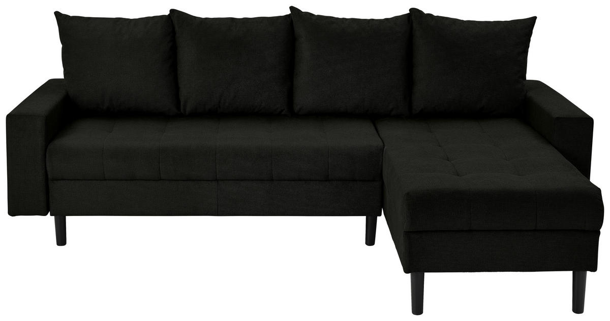 ECKSOFA in Webstoff Schwarz  - Schwarz, KONVENTIONELL, Kunststoff/Textil (231/157cm) - P & B