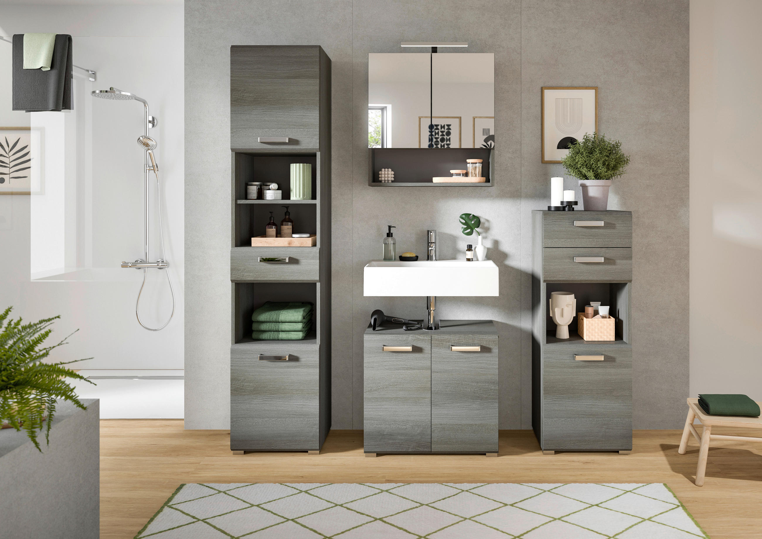 WASCHBECKENUNTERSCHRANK 60/55/37 cm  - Silberfarben/Grau, MODERN, Holzwerkstoff/Kunststoff (60/55/37cm) - MID.YOU
