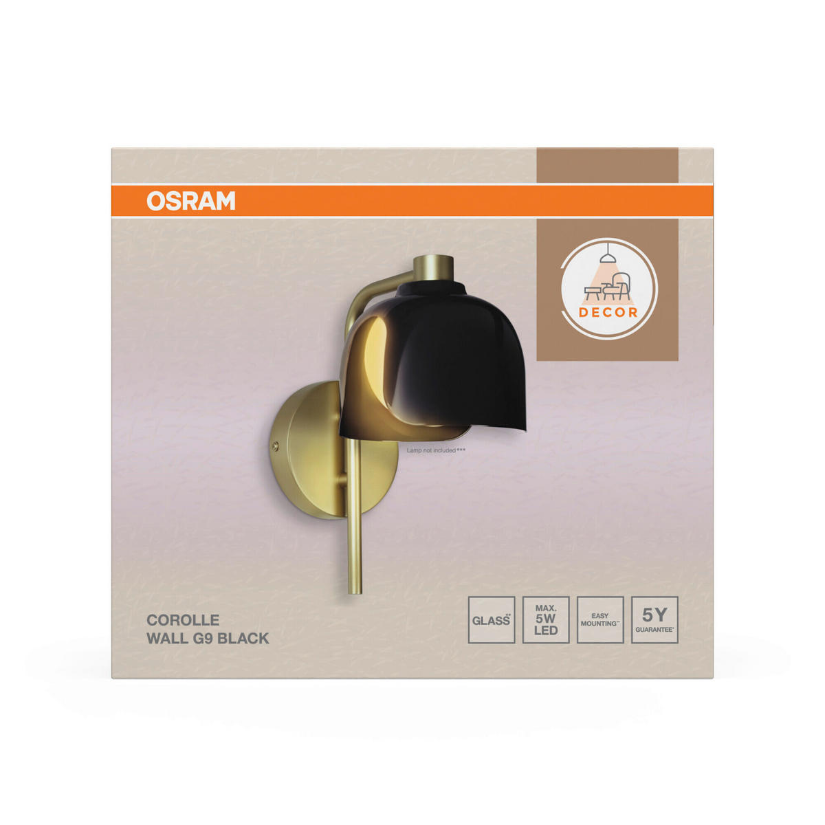 WANDLEUCHTE 13,5/21/24,5 cm   - Schwarz, Basics, Glas/Metall (13,5/21/24,5cm) - Osram