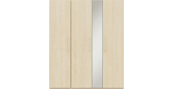 KLEIDERSCHRANK 4-türig Eichefarben  - Edelstahlfarben/Eichefarben, Design, Glas/Holzwerkstoff (177,6/213,6/59,3cm) - Cantus