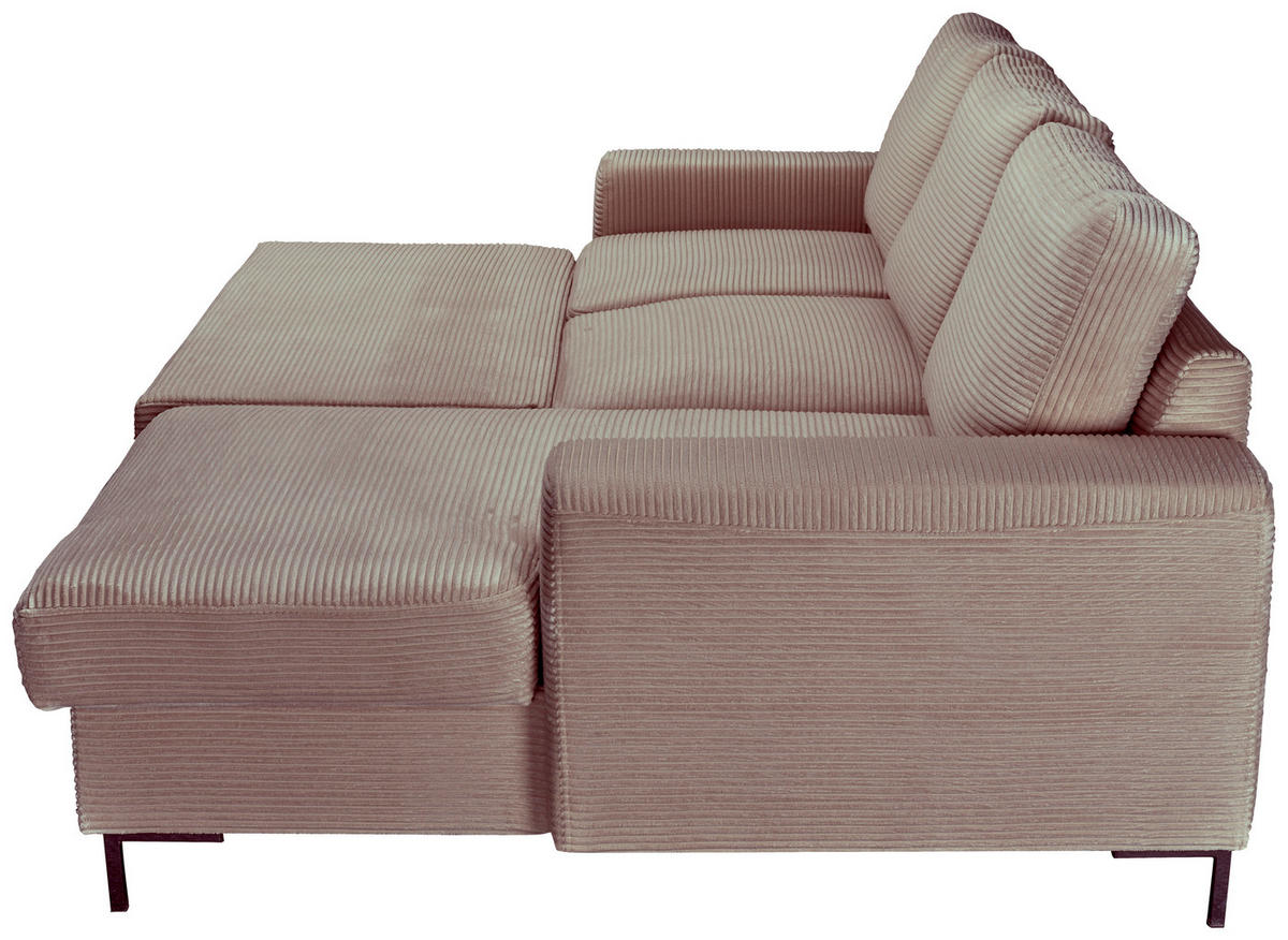 ECKSOFA Taupe Cord  - Taupe/Schwarz, KONVENTIONELL, Textil/Metall (240/150cm) - Carryhome