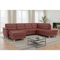 SEDACIA SÚPRAVA, textil, koža, červenohnedá - červenohnedá/farba duba, Basics, koža/drevo (163/308/212cm) - Sit & More