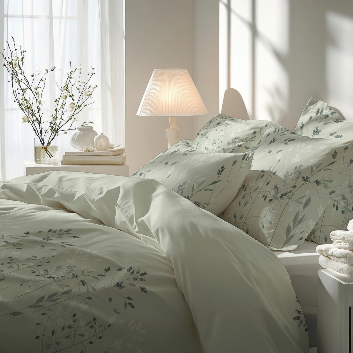 BETTWÄSCHE 4-teilig Satin 140/200 cm  - Salbeigrün, Design, Textil (140/200cm) - Florella