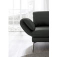 RÉCAMIERE in Echtleder Dunkelgrau  - Chromfarben/Dunkelgrau, Design, Leder/Metall (209/85-109/95-16cm) - Dieter Knoll