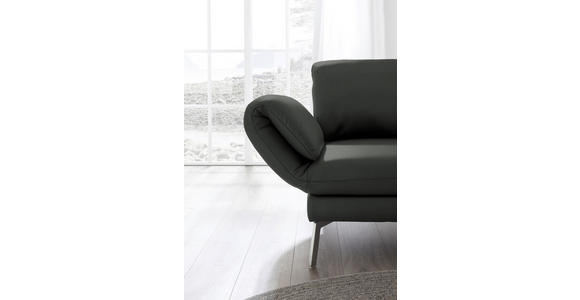 RÉCAMIERE in Echtleder Dunkelgrau - Chromfarben/Dunkelgrau, Design, Leder/Metall (209/85-109/95-16cm) - Dieter Knoll