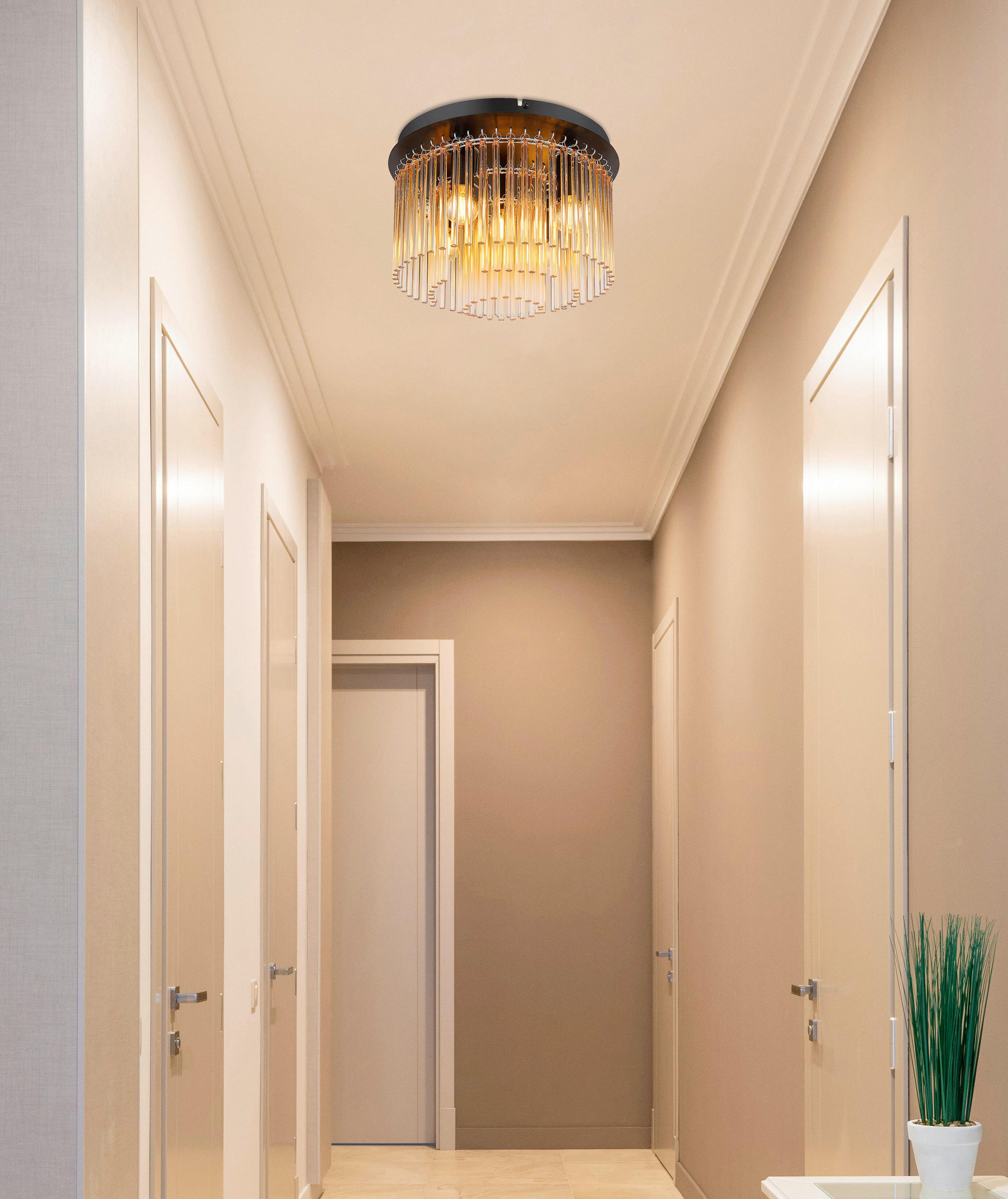 DECKENLEUCHTE GORLEY 32/23 cm   - Klar/Chromfarben, LIFESTYLE, Glas/Metall (32/23cm) - Globo