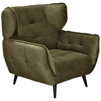 SESSEL in Mikrofaser Olivgrün  - Schwarz/Olivgrün, Modern, Textil/Metall (103/105/98cm) - MID.YOU