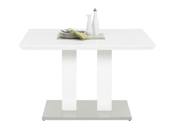 MASĂ din metal, material pe bază de lemn 120/80/76 cm   - alb/culoare inox, Design, metal/material pe bază de lemn (120/80/76cm) - Xora