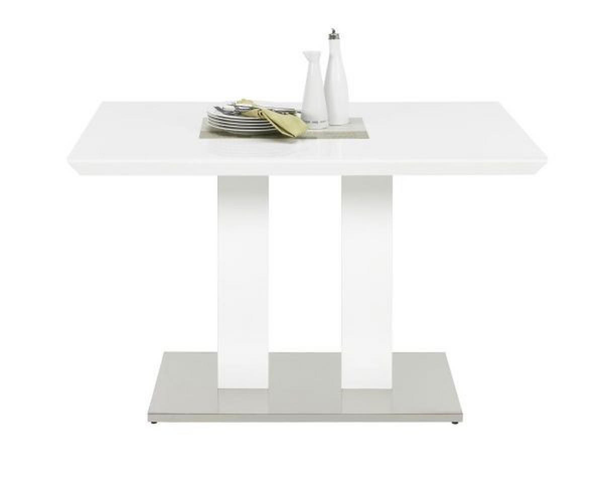 JÍDELNÍ STŮL, bílá, barvy nerez oceli, 120/80/76 cm - bílá/barvy nerez oceli, Design, kov/kompozitní dřevo (120/80/76cm) - Novel
