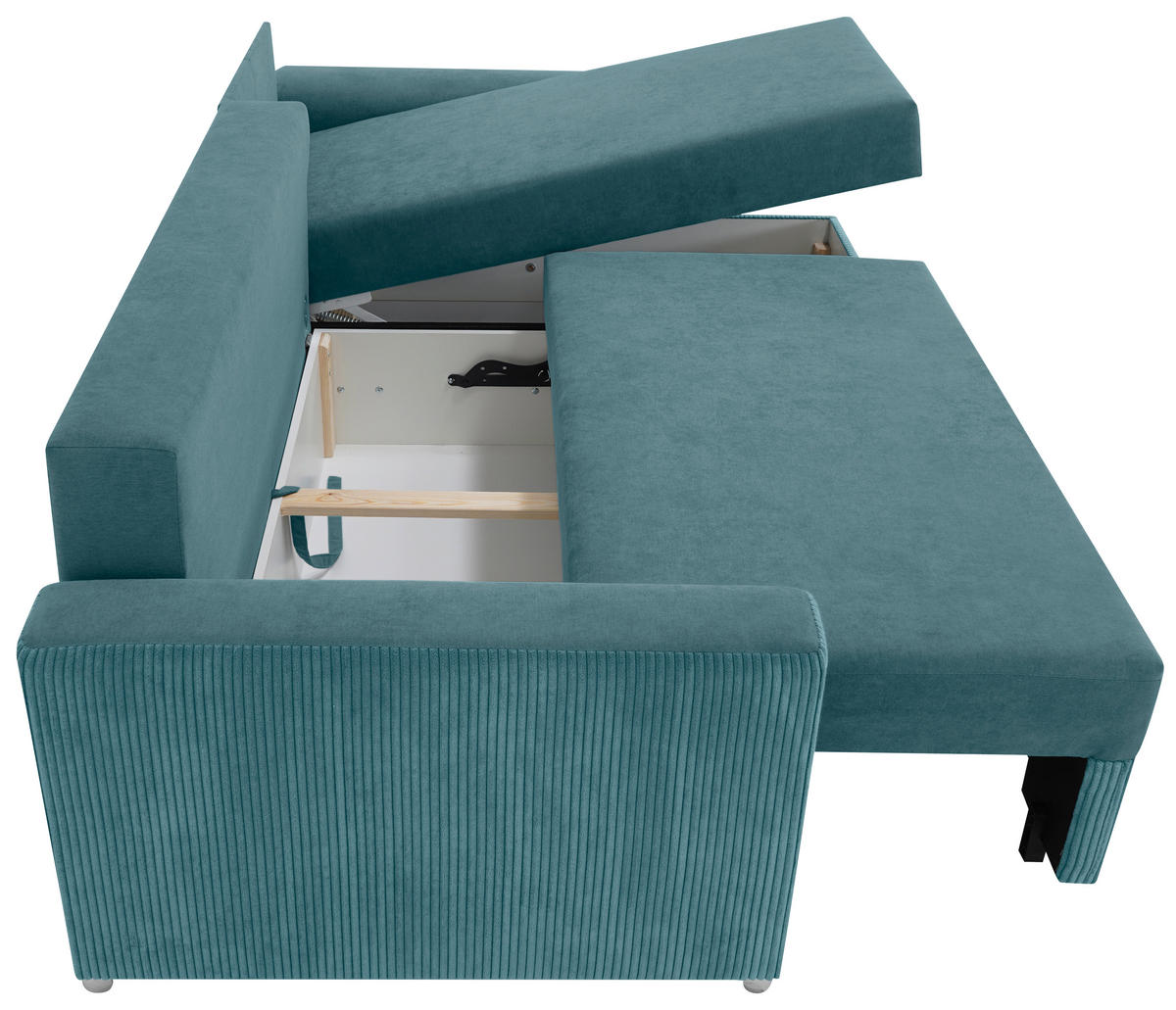 ECKSOFA Graublau Cord, Mikrofaser  - Chromfarben/Graublau, Design, Kunststoff/Textil (239/141cm) - Livetastic