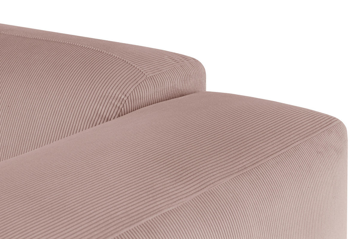 ECKSOFA HANNAH Rosa Cord  - Schwarz/Rosa, Design, Kunststoff/Textil (200/304cm) - MID.YOU