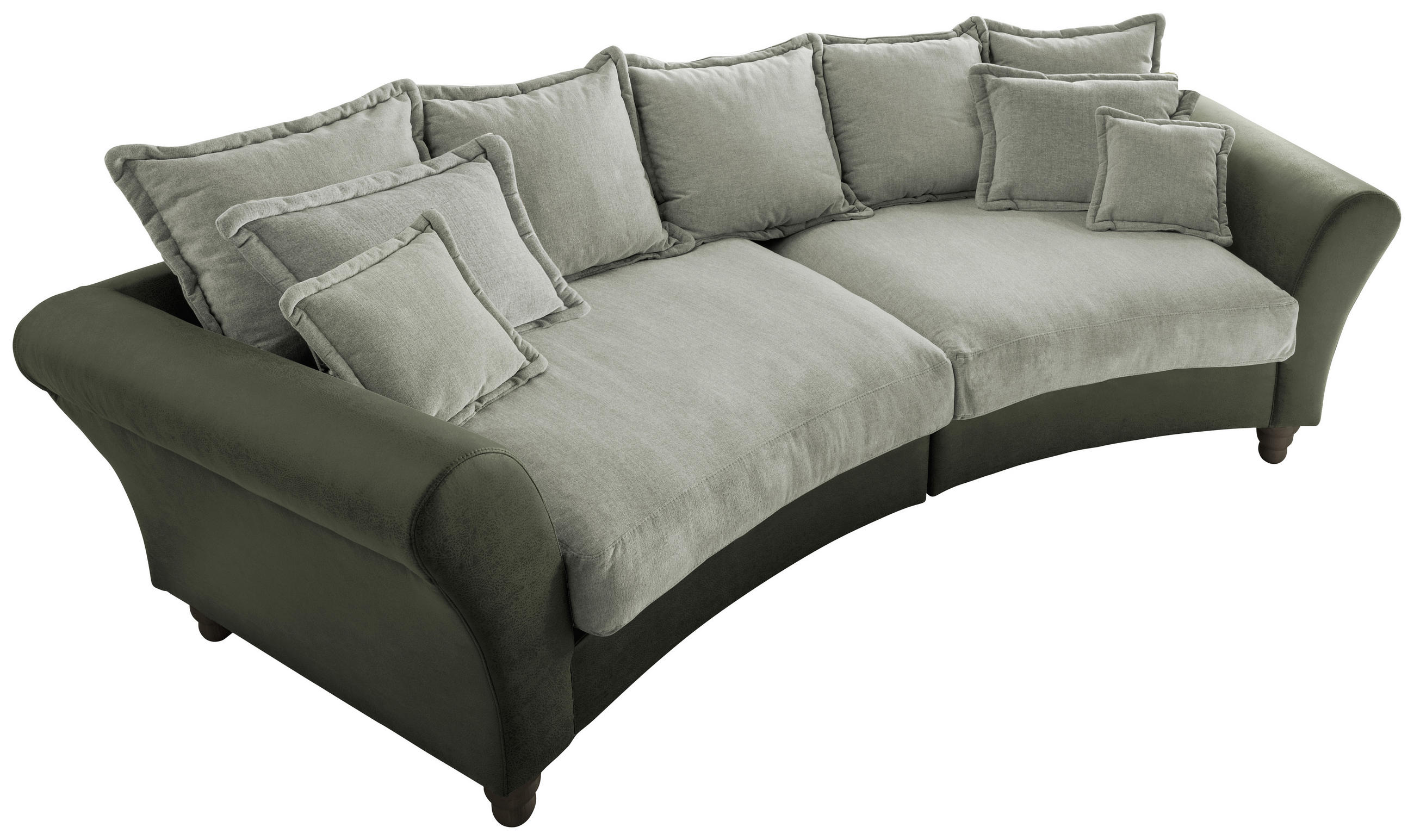 BIGSOFA Chenille, Mikrofaser Grün, Buchefarben, Hellgrün - Buchefarben/Hellgrün, MODERN, Holz/Textil (328/98/134cm) - Livetastic