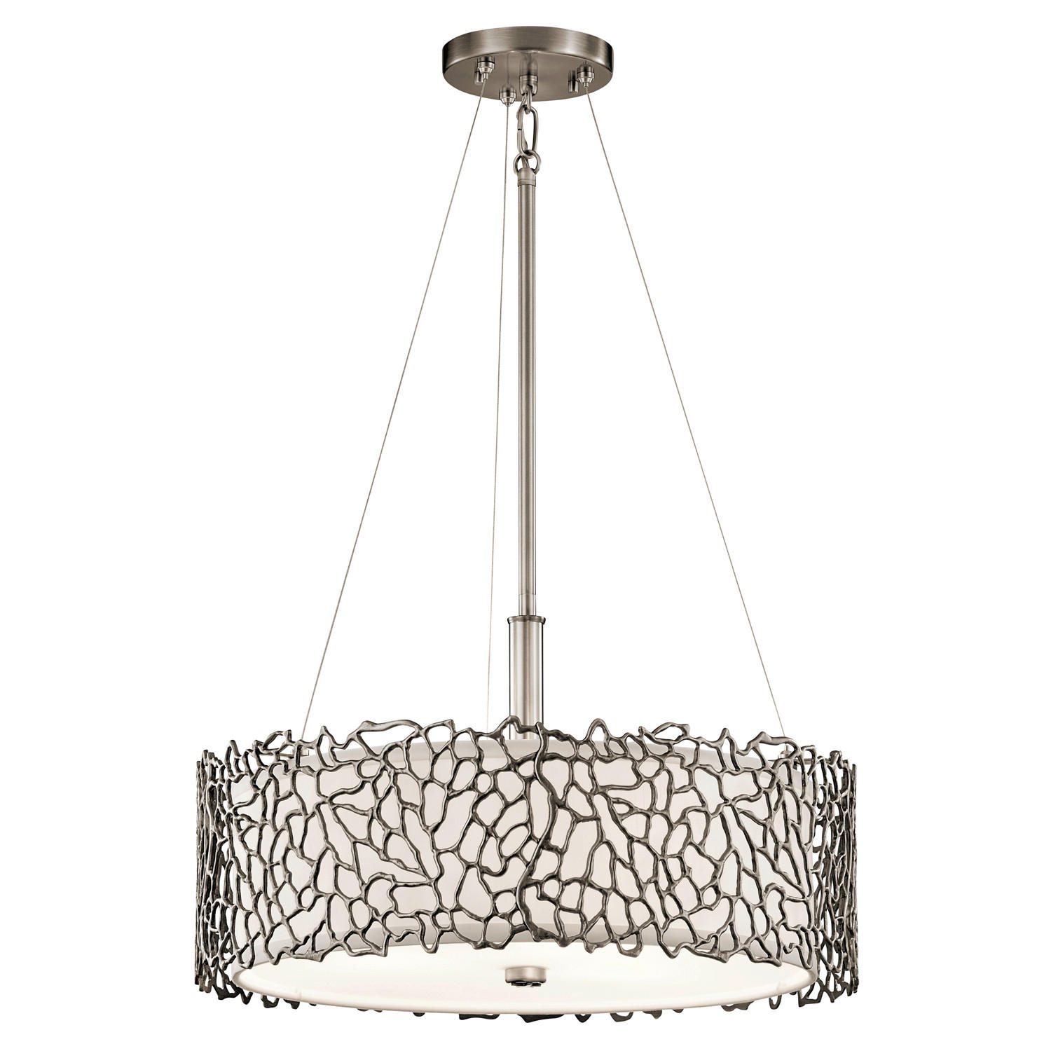 HÄNGELEUCHTE Silver-Coral 46.4/28.6 cm   - Silberfarben, Design, Glas/Textil (46.4/28.6cm) - Elstead Lighting
