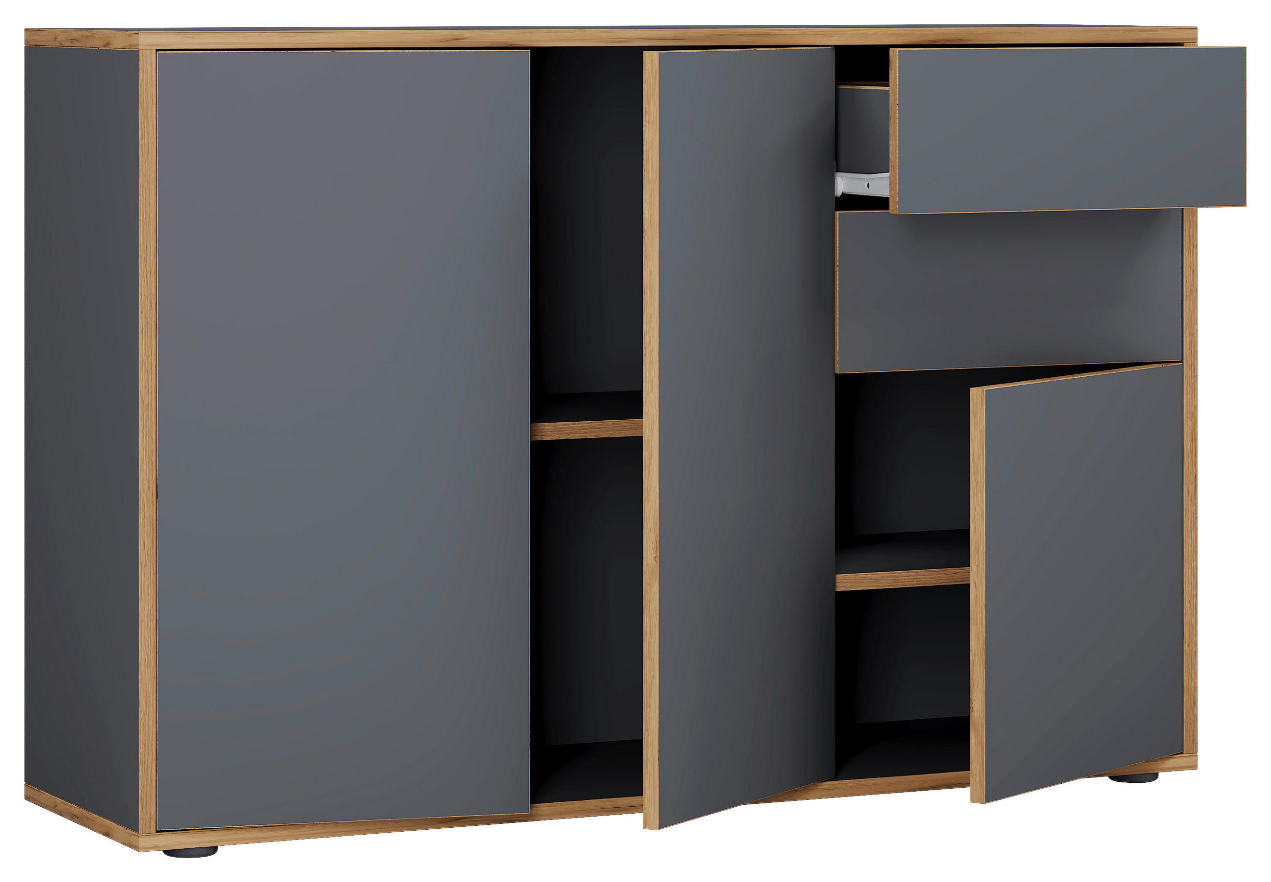 KOMMODE Salia, 110/74/33 cm, 2 Schublade(n)  - Honigeiche/Anthrazit, Design, Holzwerkstoff/Kunststoff (110/74/33cm) - MID.YOU