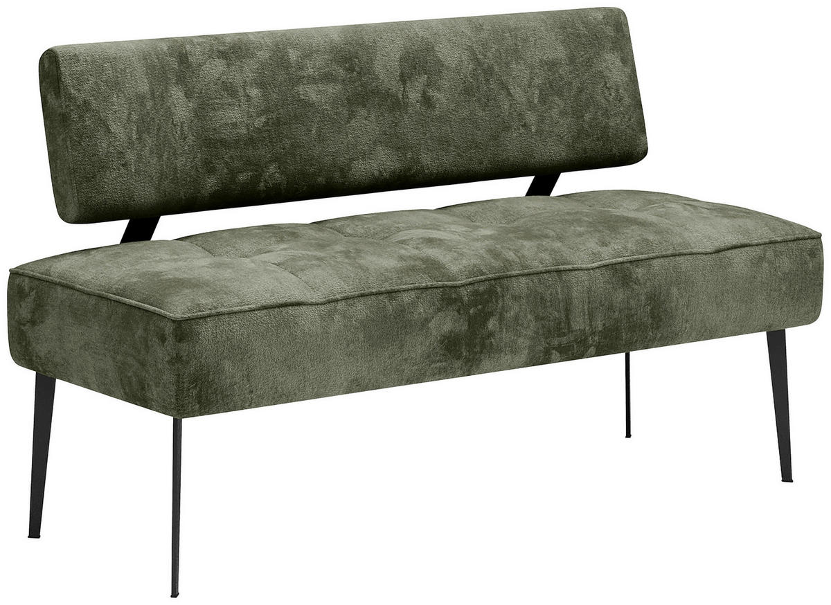 SITZBANK 162/90/65 cm Webstoff Olivgrün Metall  - Schwarz/Olivgrün, MODERN, Textil/Metall (162/90/65cm) - Welnova