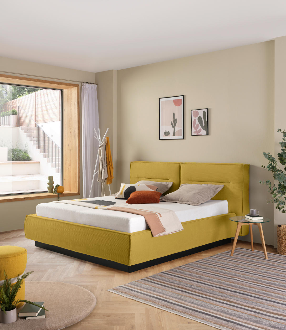 POLSTERBETT 180/200 cm  in Currygelb  - Currygelb/Schwarz, Design, Kunststoff/Textil (180/200cm) - Lomoco